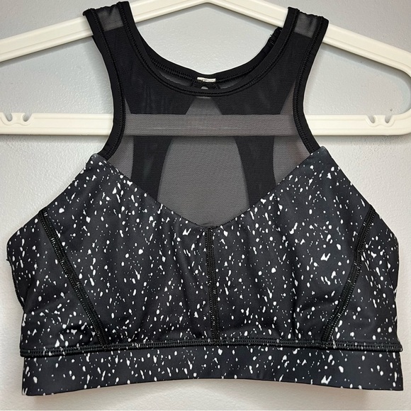 Lululemon Sports Bra Womens 4 Black Dotted Mesh Athletic Workout Gym Athleisure - Picture 2 of 7